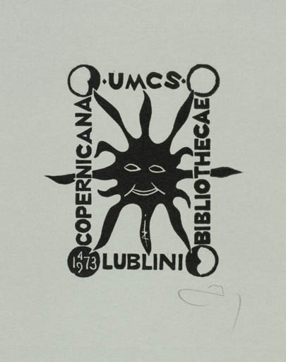 Exlibris by Zbigniew Jozwik from Poland for ? Copernicana UMCS Bibliothecae Lublini - Sun Text/Writing 