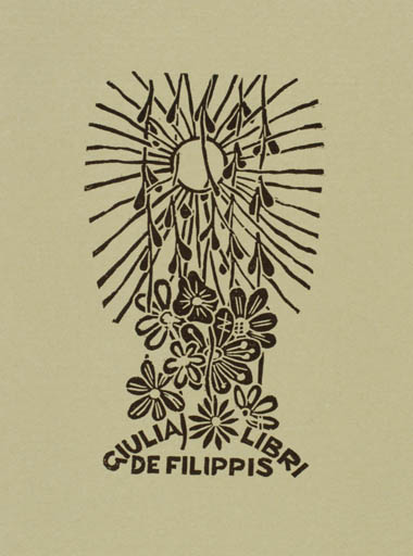 Exlibris by Zbigniew Jozwik from Poland for Giulia de Filippis - Flower Flora Sun 