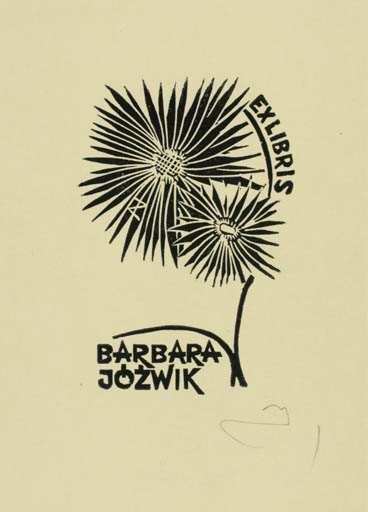 Exlibris by Zbigniew Jozwik from Poland for Barbara Jozwik - Flower Flora 