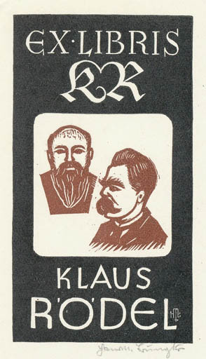 Exlibris by Hans Michael Bungter from Germany for Klaus Rödel - Literature Portrait 