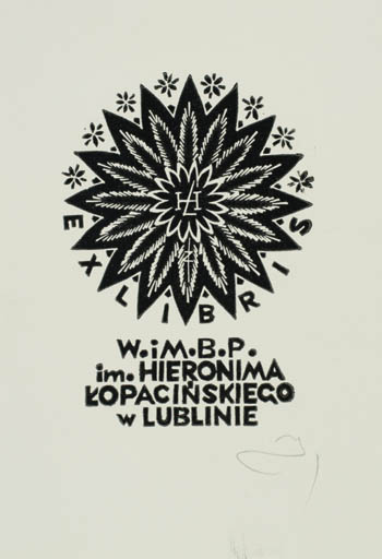 Exlibris by Zbigniew Jozwik from Poland for Hieronima Lopacinskiego - Flora Text/Writing 