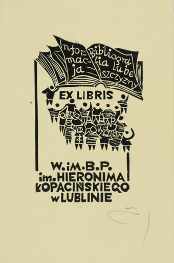 Exlibris by Zbigniew Jozwik from Poland for Hieronima Lopacinskiego - Book Group Text/Writing 