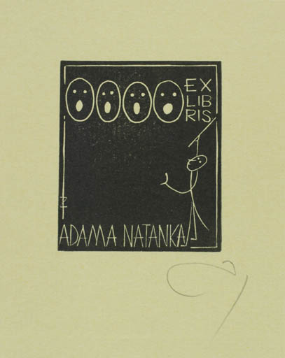 Exlibris by Zbigniew Jozwik from Poland for Adama Natanka - Abstract Music Theater/Cirkus 