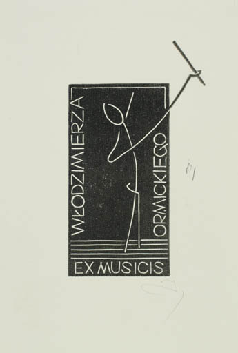 Exlibris by Zbigniew Jozwik from Poland for Wlodzimierza Ormickiego - Abstract Music 