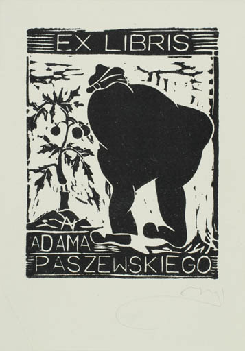 Exlibris by Zbigniew Jozwik from Poland for Adama Paszewskiego - Abstract Flora Man 