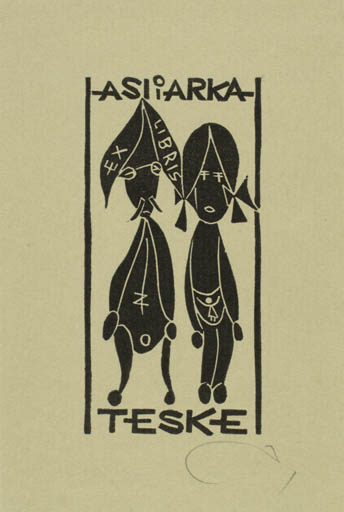 Exlibris by Zbigniew Jozwik from Poland for Asliarka Teske - Couple 