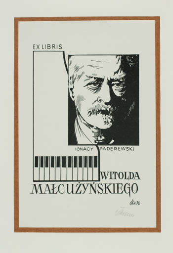 Exlibris by Czeslaw Kelma from Poland for Witolda Malcuzynskiego - Music Portrait 