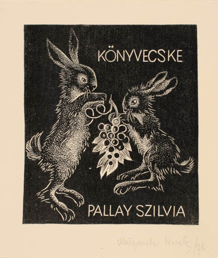 Exlibris by Malgorzata Korolko from Poland for Szilvia Pallay - Fauna Wine 