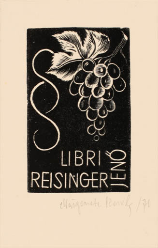 Exlibris by Malgorzata Korolko from Poland for Jenö Reisinger - Wine 