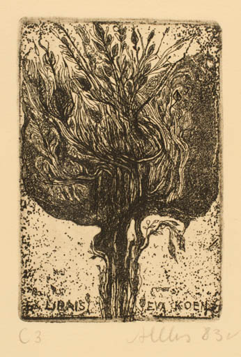Exlibris by Anna Kowalczyk-Klus from Poland for Eva Koen - Flora 