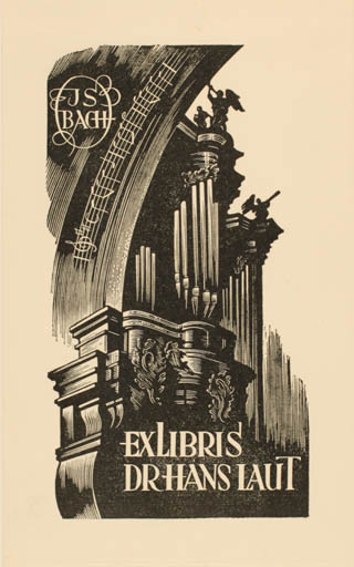 Exlibris by Edw. Kuczynski from Poland for Dr. Hans Laut - Church Music 