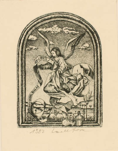 Exlibris by Krzysztofa Lachtara from Poland for Renaty Dubiel Bialas - Angel 