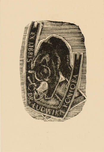 Exlibris by Wiktor Zbigniew Langner from Poland for Dr. Ludwika Koniora - Book Fauna 