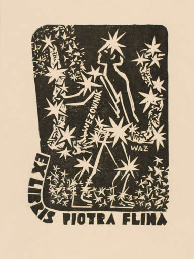 Exlibris by W. Latach from Poland for Piotra Flina - 