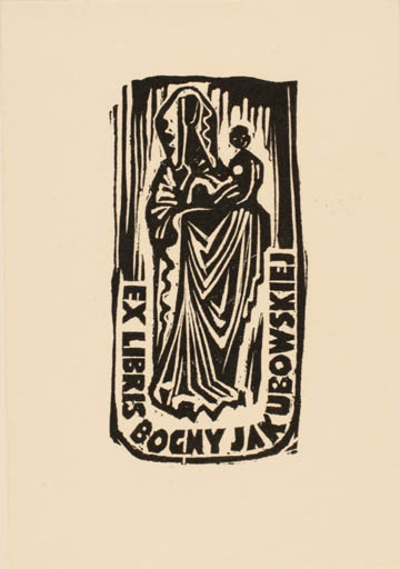 Exlibris by W. Latach from Poland for Bogna Jakubowska - Madonna Religion 