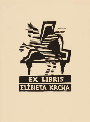 Exlibris by W. Latach from Poland for Elzbieta Krcha - Music Pegasus 