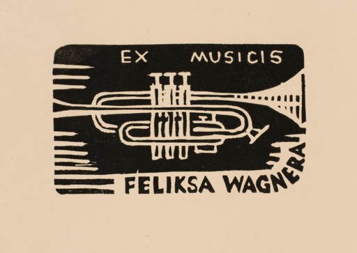 Exlibris by W. Latach from Poland for Feliks Wagner - Music 