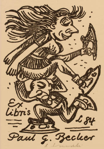 Exlibris by Rajmund Lewandowski from Poland for Paul G. Becker - Couple Sport/game 