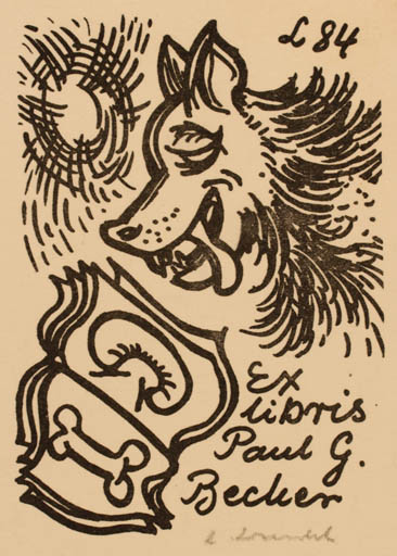 Exlibris by Rajmund Lewandowski from Poland for Paul G. Becker - Book Dog 