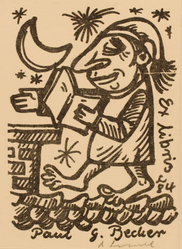 Exlibris by Rajmund Lewandowski from Poland for Paul G. Becker - Book Man 