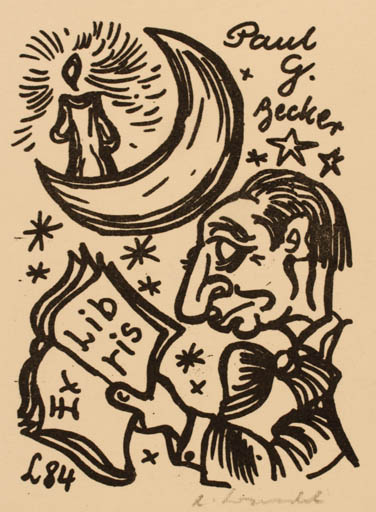 Exlibris by Rajmund Lewandowski from Poland for Paul G. Becker - Book Man 