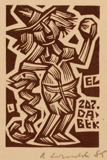 Exlibris by Rajmund Lewandowski from Poland for Zoz Dabek - Adam and Eve 