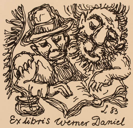 Exlibris by Rajmund Lewandowski from Poland for Dr. Werner Daniel - Book Fauna Man 