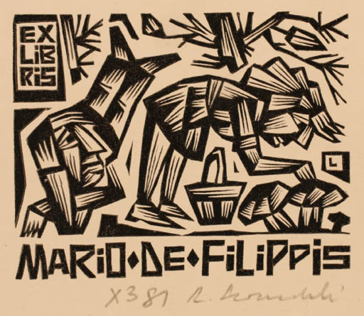 Exlibris by Rajmund Lewandowski from Poland for Mario de Filippis - Couple 