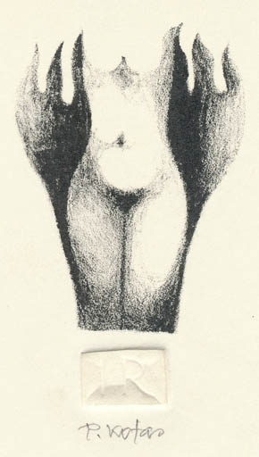 Exlibris by Pavel Kotas from Czechoslovakia for Inge Rödel - Woman Nude 