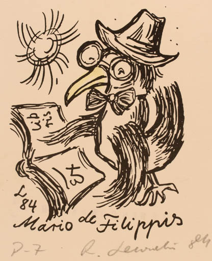 Exlibris by Rajmund Lewandowski from Poland for Mario de Filippis - Book Bird 