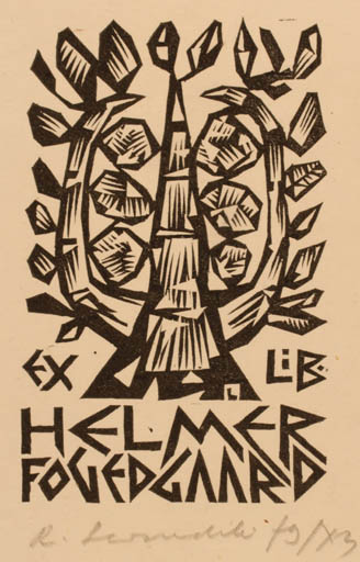 Exlibris by Rajmund Lewandowski from Poland for Helmer Fogedgaard - Tree 