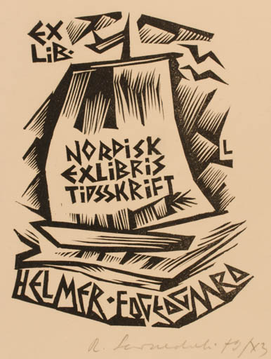 Exlibris by Rajmund Lewandowski from Poland for Helmer Fogedgaard - Ship/Boat 