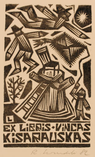 Exlibris by Rajmund Lewandowski from Poland for Vincas Kisarauskas - 