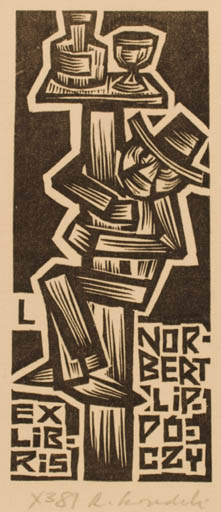 Exlibris by Rajmund Lewandowski from Poland for Ing. Nobert Lippóczy - Man Wine 