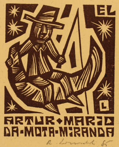 Exlibris by Rajmund Lewandowski from Poland for Artur Mario Da Mota Miranda - Man 