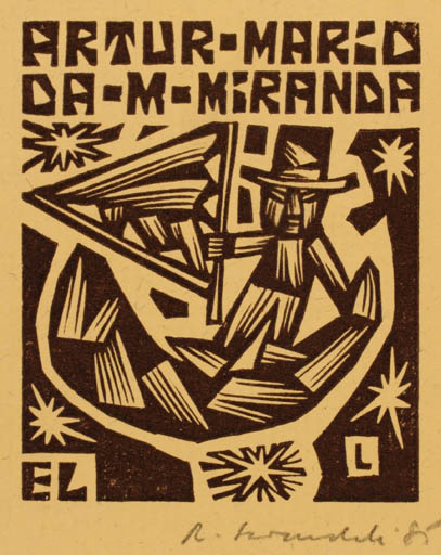 Exlibris by Rajmund Lewandowski from Poland for Artur Mario Da Mota Miranda - 