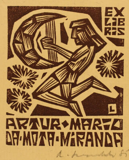 Exlibris by Rajmund Lewandowski from Poland for Artur Mario Da Mota Miranda - Man 