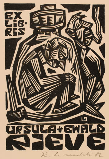 Exlibris by Rajmund Lewandowski from Poland for Ursula + Ewald Rieve - 