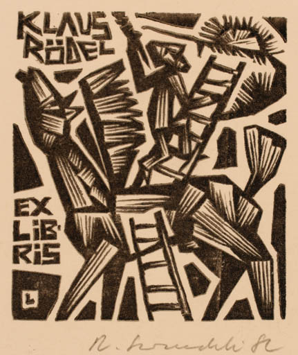 Exlibris by Rajmund Lewandowski from Poland for Klaus Rödel - Pegasus 