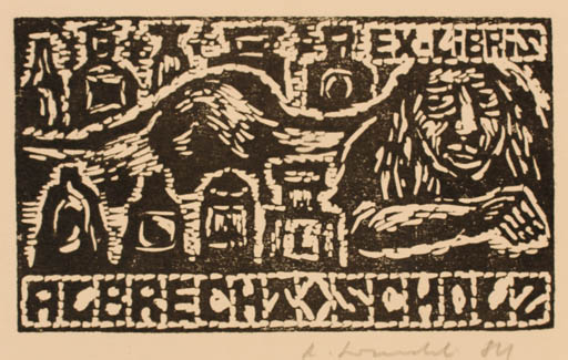 Exlibris by Rajmund Lewandowski from Poland for Dr. Albrecht Scholz - 