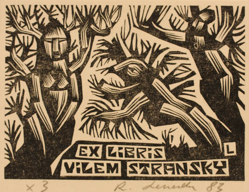 Exlibris by Rajmund Lewandowski from Poland for Dr. Vilam Stransky - Tree 