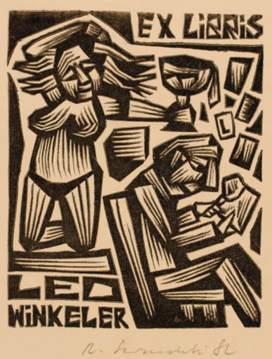 Exlibris by Rajmund Lewandowski from Poland for Leo Winkeler - Couple 