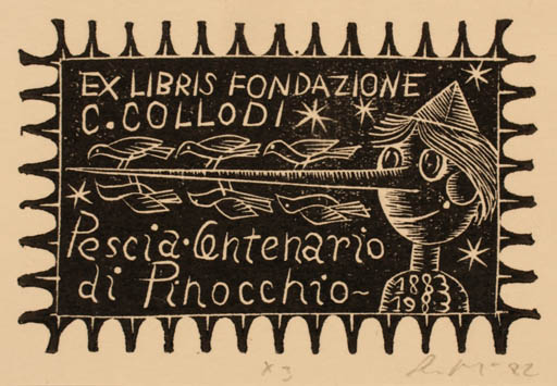 Exlibris by Zbigniew Lubicz-Miszewski from Poland for Fondazione Nazionale Carlo Collodi - Fairytale/fable 