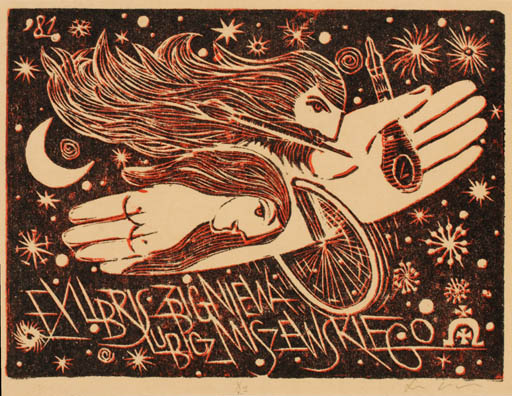 Exlibris by Zbigniew Lubicz-Miszewski from Poland for Zbigniew Lubicz-Miszewski - Hand(s) Cosmos 