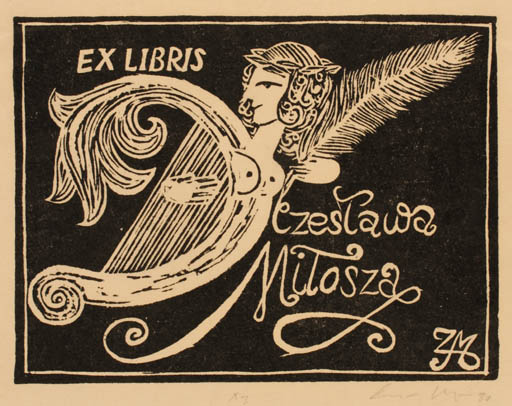 Exlibris by Zbigniew Lubicz-Miszewski from Poland for Czeslawa Milosza - Woman Music 