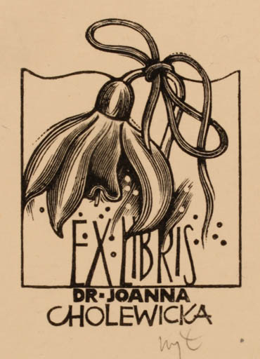 Exlibris by Wojciech Luczak from Poland for Dr. Joanna Cholewicka - Flower 