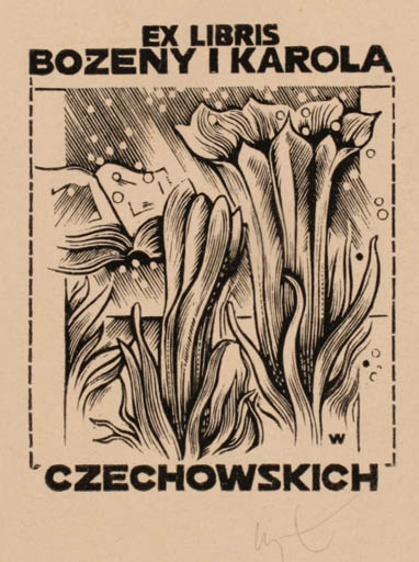 Exlibris by Wojciech Luczak from Poland for ? Bozeny i Karola - Flower 