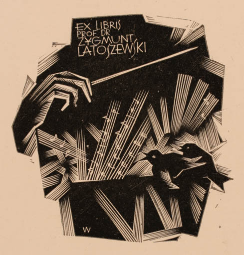 Exlibris by Wojciech Luczak from Poland for Prof. Dr. Zygmunt Latoszewski - Hand(s) Music 