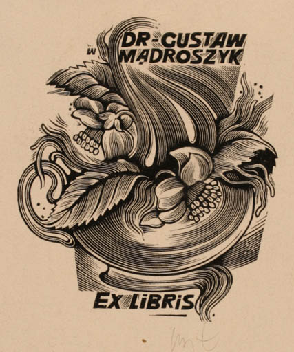 Exlibris by Wojciech Luczak from Poland for Dr. Gustav Madroszyk - Flora 