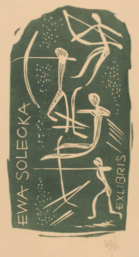 Exlibris by Wojciech Luczak from Poland for Ewa Solecka - Hand(s) Sport/game 